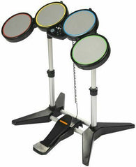 Drum Set - Wired - Black (Rock Band) (Playstation 2 & 3) Pre-Owned w/ Foot Pedal + Sticks