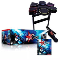 Rock Revolution Drum Set - Wired - Black (Rock Band) (Playstation 3) Pre-Owned w/ Foot Pedal + Sticks