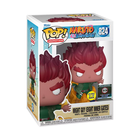 POP! Animation #824: Shonen Jump - Naruto Shippuden - Might Guy (Eight Inner Gates) (Glows in the Dark) (Chalice Collectibles Exclusive) (Funko POP!) Figure and Box w/ Protector