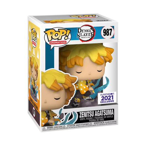 POP! Animation #987: Demon Slayer - Kimetsu no Yaiba - Zenitsu Agatsuma (2021 Funimation Exclusive) (Funko POP!) Figure and Box w/ Protector