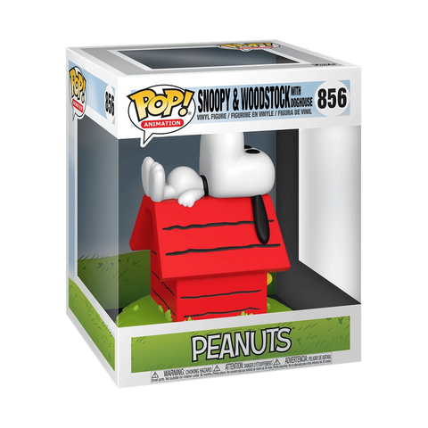 POP! Animation #856: Peanuts - Snoopy & Woodstock with Doghouse (Funko) Figure and Box w/ Protector