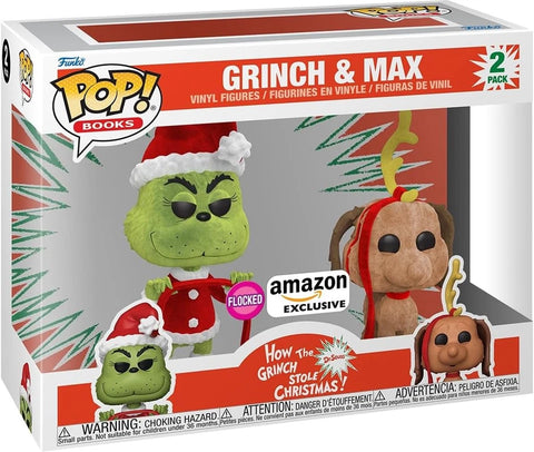 POP! Books - 2 Pack: Dr. Seuss How The Grinch Stole Christmas - Grinch & Max (Flocked) (Amazon Exclusive) (Funko POP!) Figure and Box