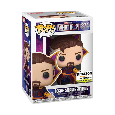 POP! Marvel Studios #874:  What If…? Doctor Strange Supreme (Glows in the Dark) (Amazon Exclusive) (Funko POP!) Figure and Box w/ Protector