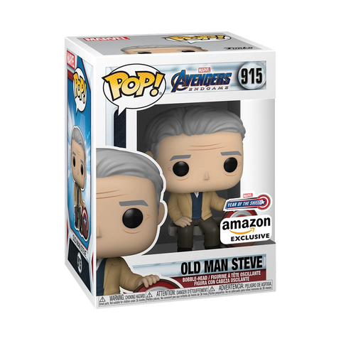POP! Marvel #915: Avengers Endgame - Old Man Steve (Year of The Shield) (Amazon Exclusive) (Funko POP!) Figure and Box w/ Protector
