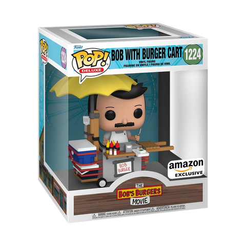 POP! Deluxe #1224: The Bob's Burger Movie - Bob With Burger Cart (Amazon Exclusive) (Funko POP!) Figure and Box