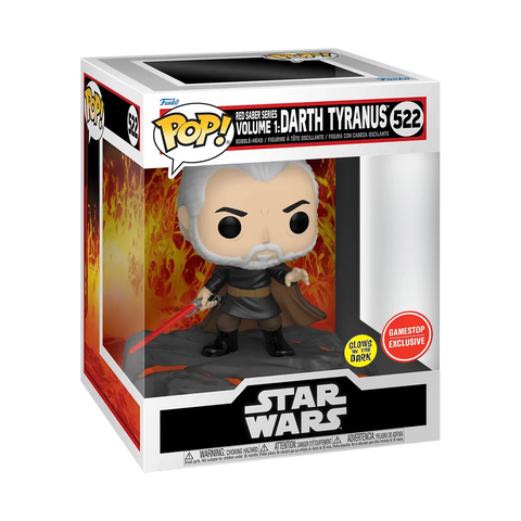 POP! Star Wars #522: Red Saber Series Volume 1 - Darth Tyranus (Glows in the Dark) (GameStop Exclusive) (Funko POP!) Figure and Box