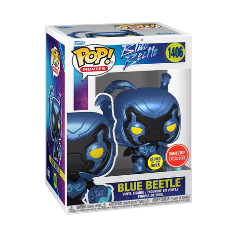 POP! Movies #1406: Blue Beetle (Glows in the Dark) (GameStop Exclusive) (Funko POP!) Figure and Box w/ Protector