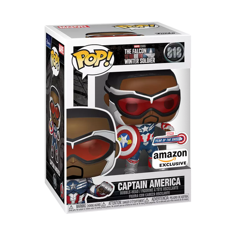 POP! Marvel Studios #818: The Falcon and the Winter Soldier - Captain America (Amazon Exclusive) (Year of The Shield) (Funko POP!) Figure and Box w/ Protector