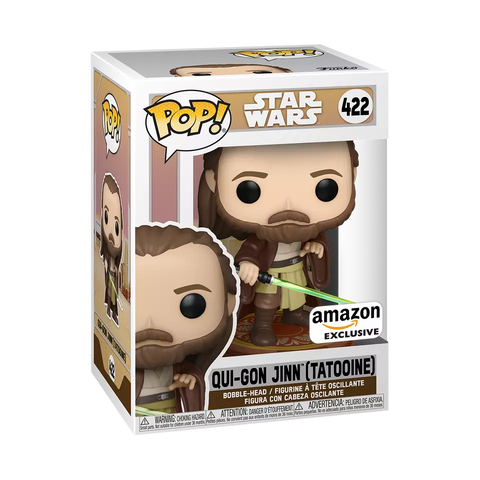 POP! Star Wars #422: Qui-Gon Jinn [Tatooine] (Amazon Exclusive) (Funko POP!) Figure and Box w/ Protector