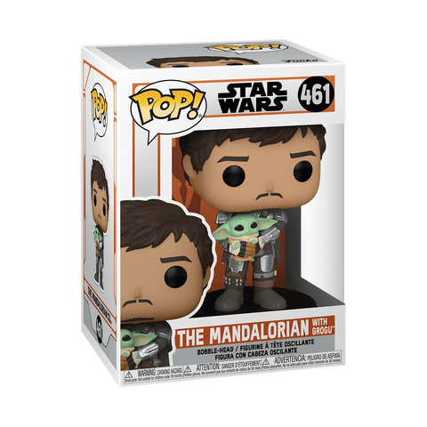 POP! Star Wars #461: The Mandalorian with Grogu (Funko POP!) Figure Loose in Box w/ Protector (Missing Plastic Insert)