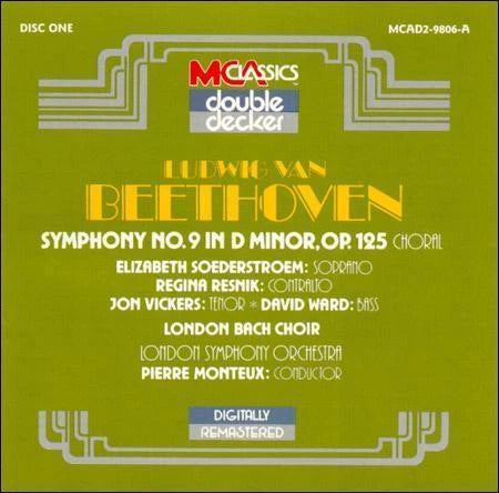 Beethoven: Symphony No. 9 OP. 125 (Choral) London Symphany Orchestra Monteux (Audio CD) Pre-Owned