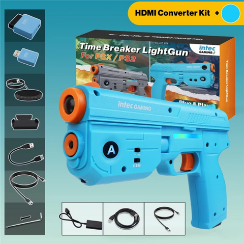 Time Breaker LightGun with HDMI Kit - Blue (Intel Gaming) (Playstation 1 & 2) NEW (◕‿‿◕｡) No Discounts