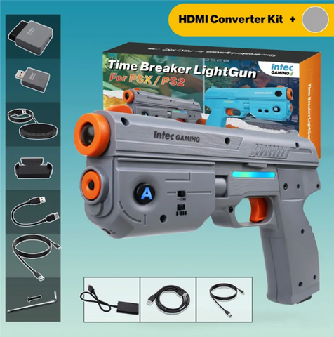 Time Breaker LightGun with HDMI Kit - Gray (Intel Gaming) (Playstation 1 & 2) NEW (◕‿‿◕｡) No Discounts