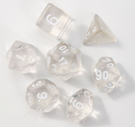 7- Piece Dice Set - Clear Crystal [Tabletop RPG] (TTX) NEW