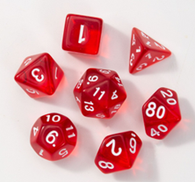 7- Piece Dice Set - Clear Red [Tabletop RPG] (TTX) NEW