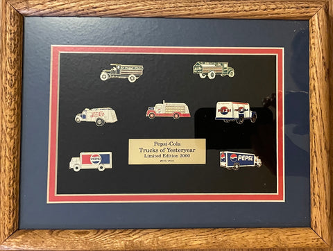 Pepsi-Cola "Trucks of Yesteryear" Framed Commemorative Pin Set / Limited Ed. #35 of 500