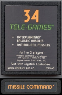 Missile Command - 4975166 (Atari 2600) Pre-Owned: Cartridge Only