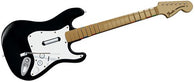 Rock Band Fender Stratocaster Guitar - Wireless Controller [Black & White w/ Tan Handle] (Nintendo Wii) Pre-Owned w/ Dongle