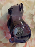 Fenton Art Glass / Sitting Cat / Purple Glass / Approx 3"/ 95th Fenton Anniversary Label / Stamped with Fenton Logo in Glass / No Original Box (Pre-Owned)