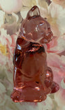 Fenton Art Glass / Sitting Cat / Clear Pink Glass / 1985-1996 Fenton Label / Stamped with Fenton Logo in Glass / Approx 3 3/4" / No Original Box (Pre-Owned)