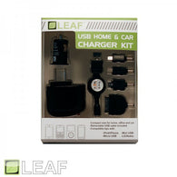 USB Home / Car Charger Kit for iPhone / iPad / iPod / Android / Blackberry - LEAF (NEW)