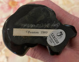 Fenton Art Glass / Sitting Cat / Black Glass w/Roses / Approx. 4" / See Note Re: Label / Hand-Painted by V. Gherke / Stamped with Fenton Logo in Glass / No Original Box (Pre-Owned)