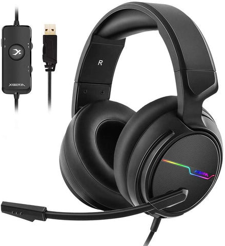 Xiberia V20 Pro Gaming Headset - 7.1 Surround Sound Headphones with Noise Cancelling Microphone - Memory Foam Ear Pads RGB Lights for Laptops (PC/ PS4 / Xbox One) NEW