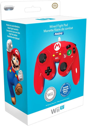 Wired Fight Pad Controller (Super Mario Bros: Red MARIO Edition) (PDP) (Nintendo Wii & Wii U) NEW