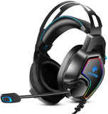 YOTMS Y2 Pro Gaming Headset - 7.1 Surround Sound, Noise Canceling Over Ear Headphones with Mic & RGB LED Light - Black/Blue (PC / PS4 /XBOX ONE) NEW