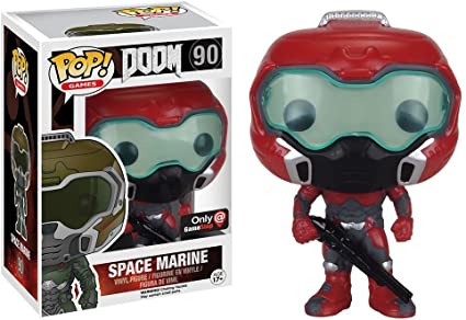 POP! Games #90: Doom - Doom Marine (Red / Black / Grey) (GameStop Exclusive ) (Funko POP!) Figure and Box w/ Protector