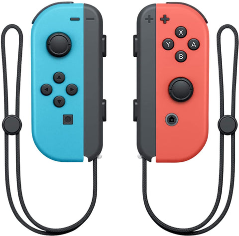 Nintendo Joy-Con (L/R) - Neon Blue / Neon Red (Nintendo Switch) Pre-owned w/ Wrist Strap Adapters