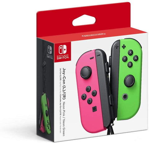 Nintendo Joy-Con (L/R) - Neon Pink / Neon Green (Nintendo Switch) Pre-owned w/ Wrist Strap Adapters