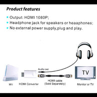 Wii to HDMI 720P / 1080P HD Output Upscaling Converter - Black (New in Box)