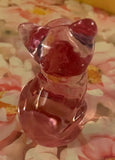 Fenton Art Glass / Sitting Cat / Pink Glass / Approx 3"/ 95th Fenton Anniversary Label / Stamped with Fenton Logo in Glass / No Original Box (Pre-Owned)