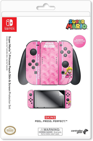 Super Mario "Princess Peach" Joy-Con Skin and Screen Protector - Nintendo Switch - NEW