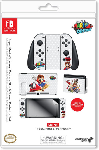 Super Mario Odyssey "Capture" Console and Joy-Con Skin + Screen Protector - Nintendo Switch - NEW