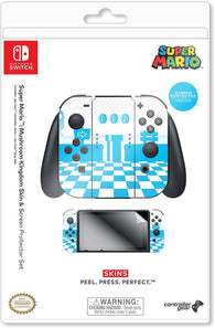 Super Mario "Mushroom Kingdom" Joy-Con Skin and Screen Protector - Nintendo Switch - NEW