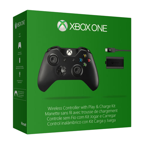 Xbox One Wireless Controller + Play & Charge Kit - Official / Black - (Microsoft) NEW