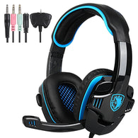 Sades Wired 3.5mm Stereo Universal Gaming Headset with Microphone (SA708 GT) (PS4 / Xbox One) - Black/Blue -NEW
