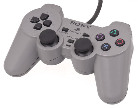 Official SONY DualShock Analog Wired Controller - Grey (Playstation 1 Accessory) Pre-Owned