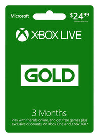 Microsoft Xbox Live 3 Month Gold Card (Physical Card) (Xbox 360/One) NEW