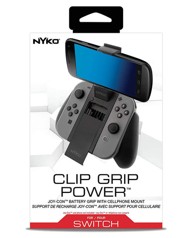 Clip Grip Power - Joy-Con Grip with Cell Phone Mount, Rechargeable Battery pack, Game Storage and SD Card Holder (Nyko) (Nintendo Switch) NEW