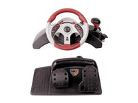 Mad Catz Universal MC2 Racing Steering Wheel and Pedals - Grey Red Black (PS2 / Xbox / GameCube) Pre-Owned
