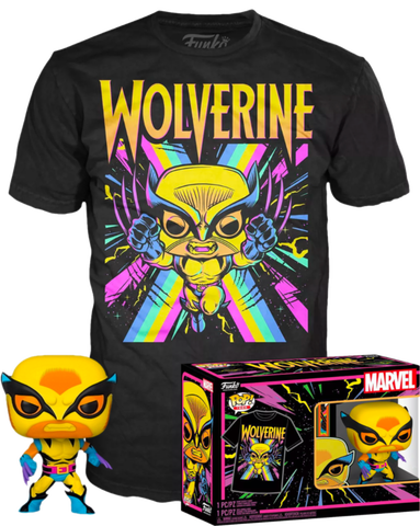 Funko POP! Tees Bundle #802: Marvel - Wolverine (Blacklight) (Target Exclusive) (Funko POP! Bobble-Head and XL T-Shirt) NEW