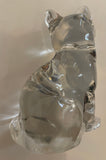Fenton Art Glass / Sitting Cat / Clear Glass / Approx 3 3/4"/ Stamped with Fenton Logo in Glass / 1985-1996 Fenton Logo Label / No Original Box (Pre-Owned)