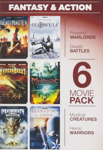 6-Movie Pack: Fantasy & Action (The Beast Master/Beowolf/Dragon Quest/Midnight Chronicles/Merlin & the War of the Dargons/Warrios of Virtue Return to Tao) (DVD) Pre-Owned