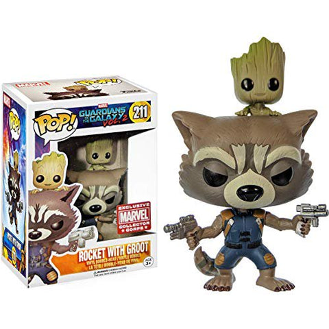 POP! Marvel #211: Guardians of the Galaxy Vol 2 - Rocket with Groot (Marvel Collector Corps Exclusive) (Funko POP! Bobble-Head) Figure and Box w/ Protector