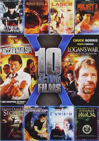 Action Pack: (L.A. Street Fighters / Ring of Fire 3: Lion Strike / Laser Mission / Jackie Chan's Project A / The Accidental Spy / Logan's War: Bound By Honor / Snake-Crane Secret / Supercop / Cypher / Screaming Ninja) (DVD) Pre-Owned