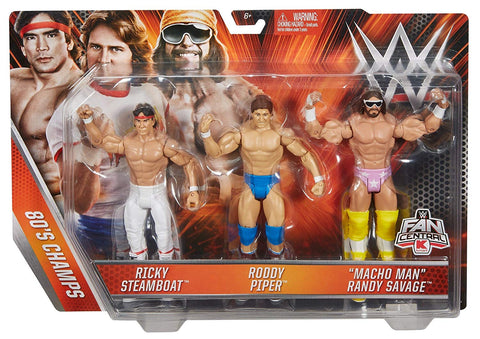 WWE 3 Pack 80s Champs - Ricky Steamboat / Roddy Piper / Macho Man Randy Savage (Action Figure) NEW in Box