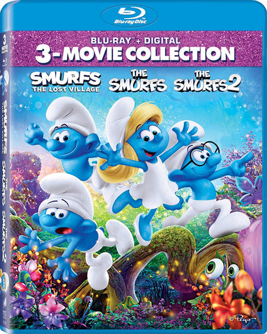 Smurfs: The Lost Village + The Smurfs + The Smurfs 2 (Blu Ray 3 Movie Collection) Discs and Case